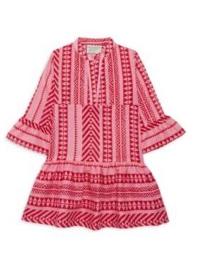 Lulla Collection Pink white Geometric Print Tunic Dress cover up one size M/L